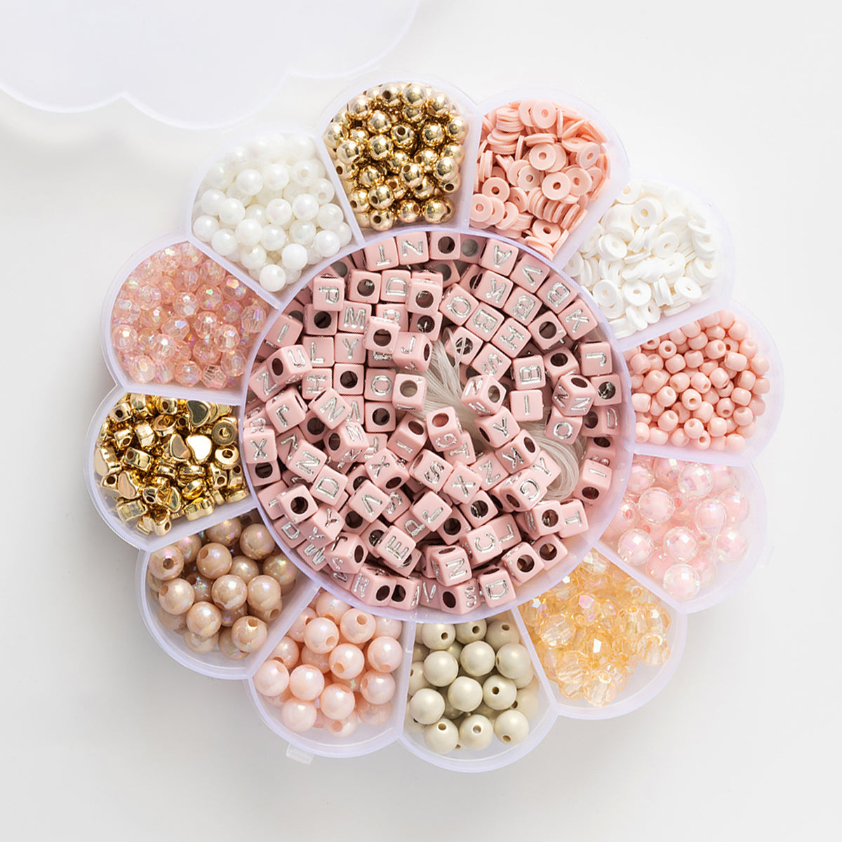 Blush Pink Metallic Block Letter And Polymer Heishi Bead Kit Box