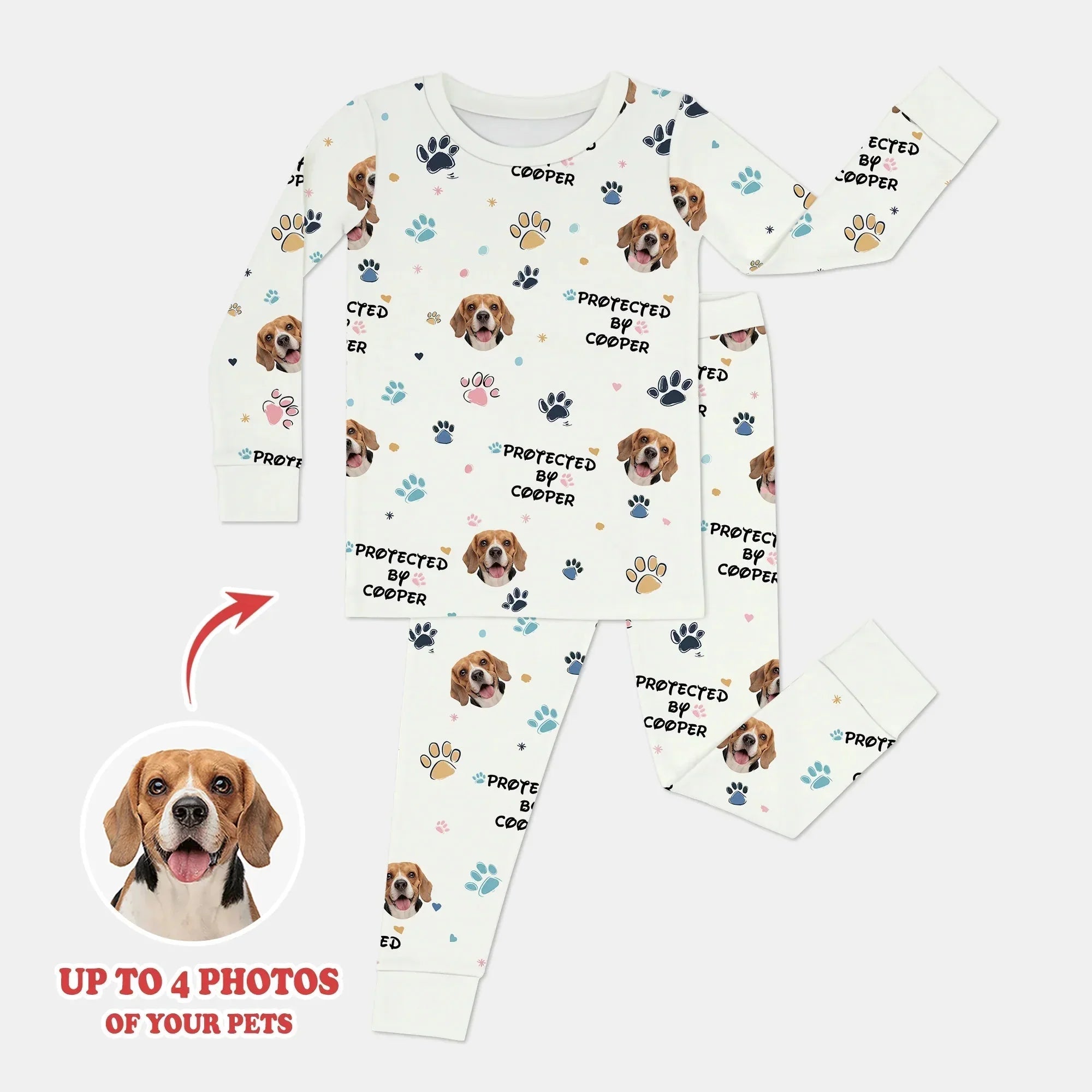 Custom Dog Photo Pattern "protected By" Pajama