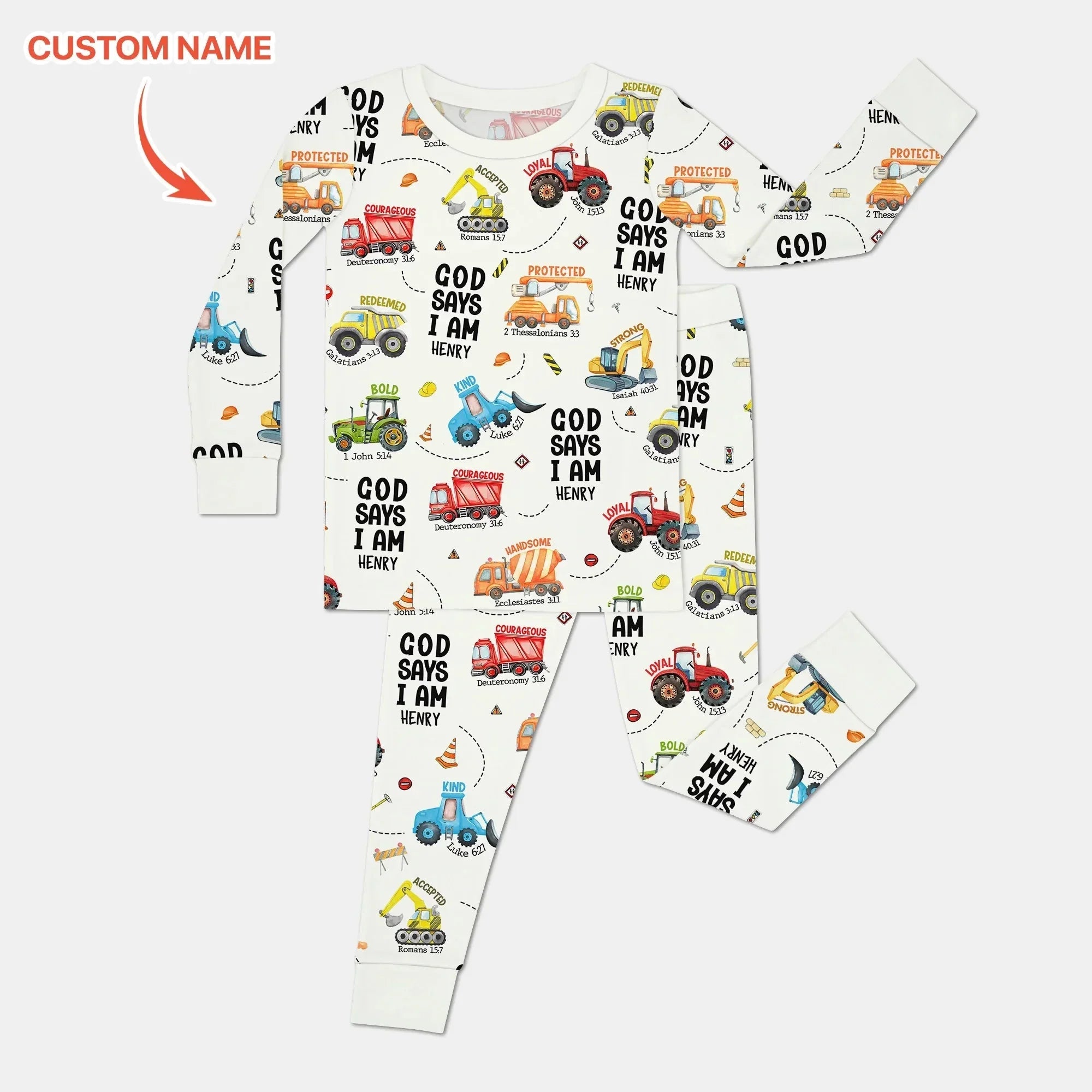 Custom Name God Says I Am Boy Bamboo Two Piece Long Sleeve Pajama Set