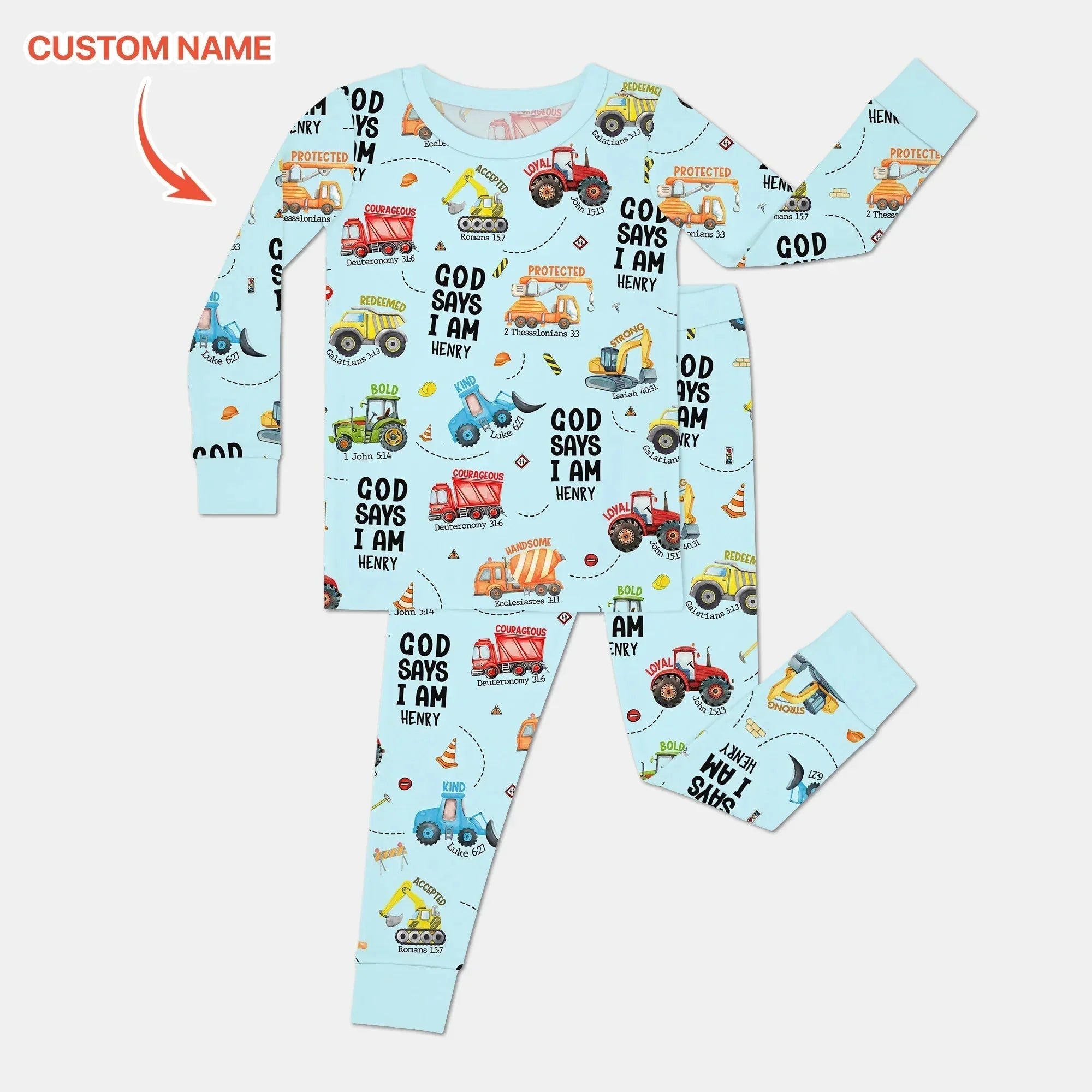 Custom Name God Says I Am Boy Bamboo Two Piece Long Sleeve Pajama Set