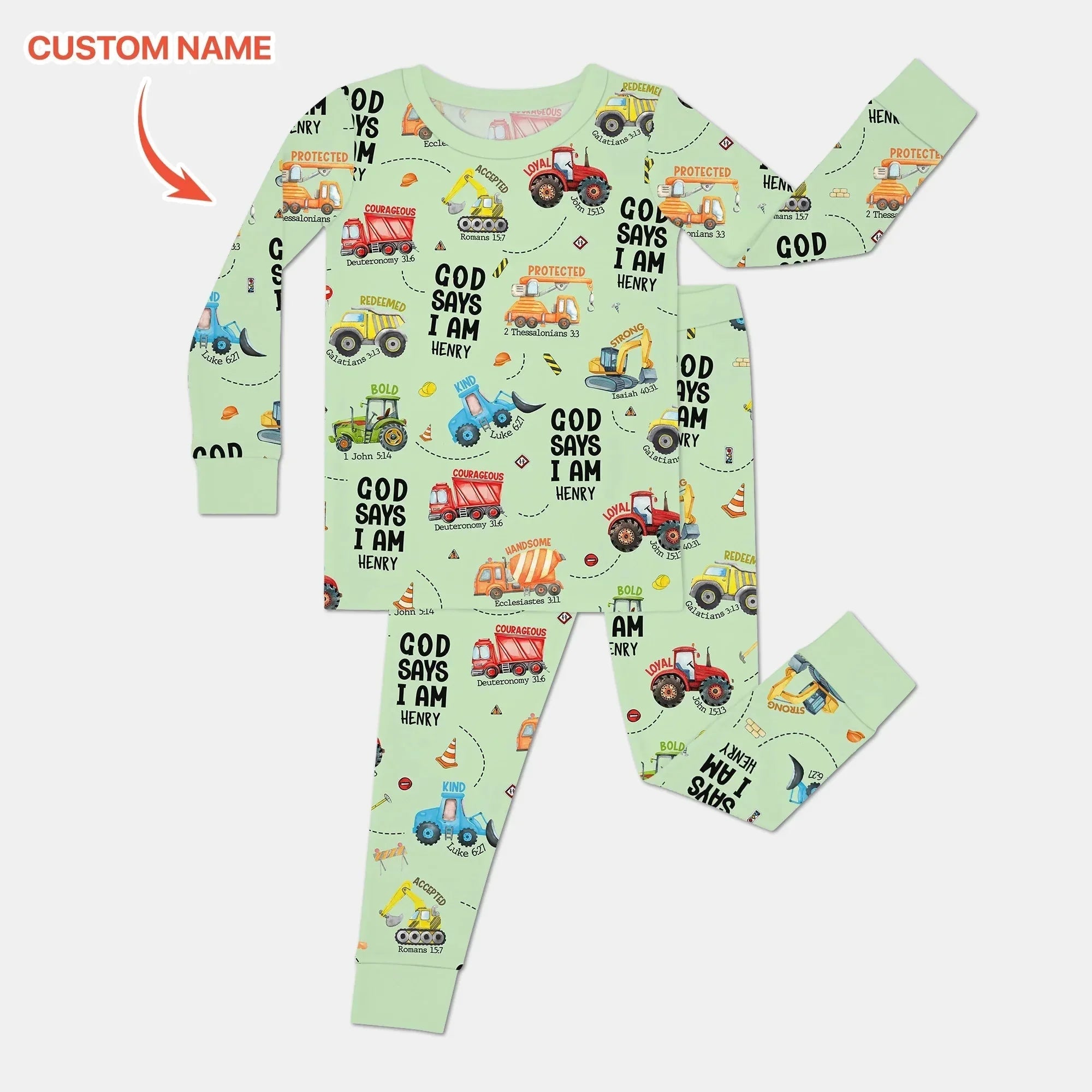 Custom Name God Says I Am Boy Bamboo Two Piece Long Sleeve Pajama Set