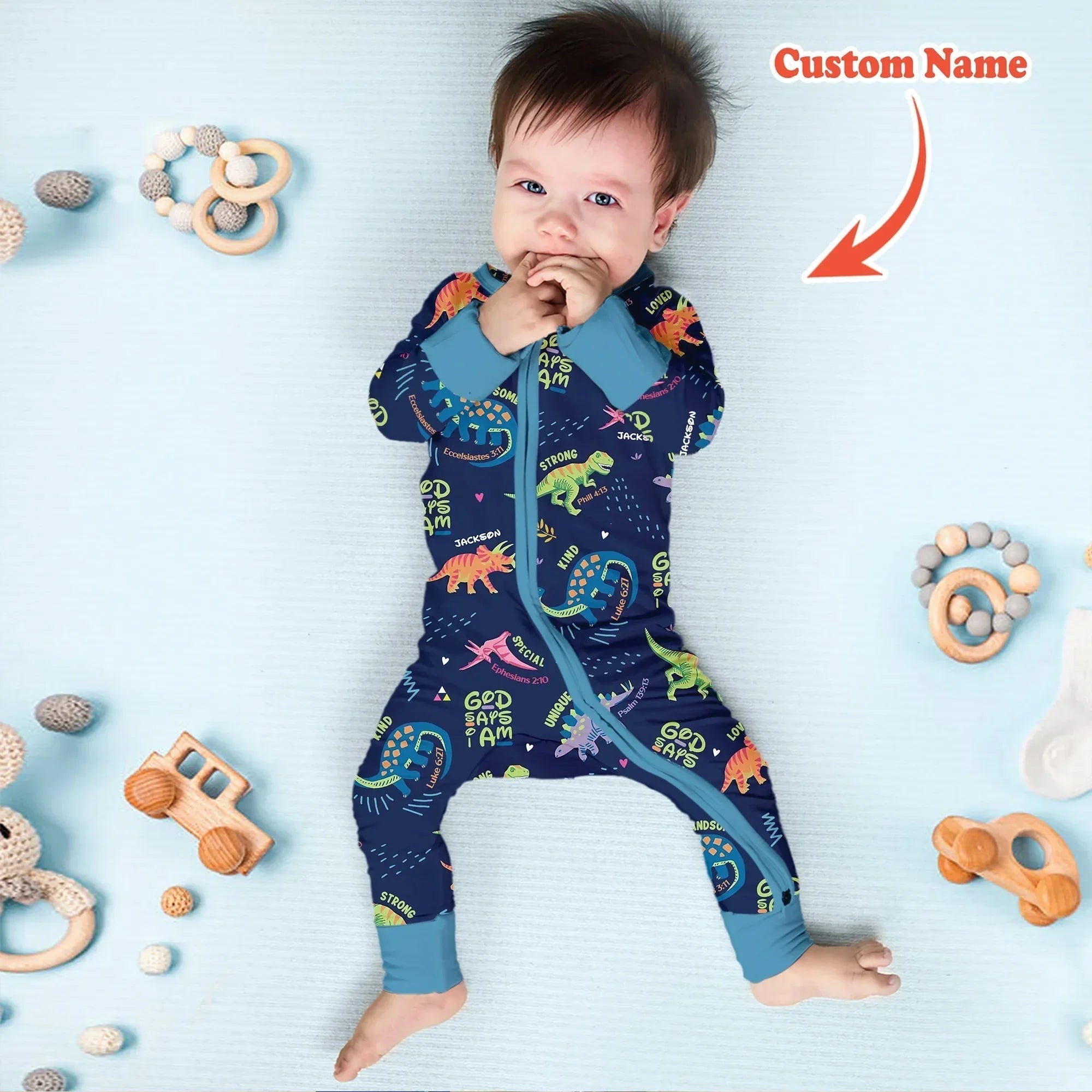 Custom Name God Says I Am Dinosaur Bamboo Convertible Zippy