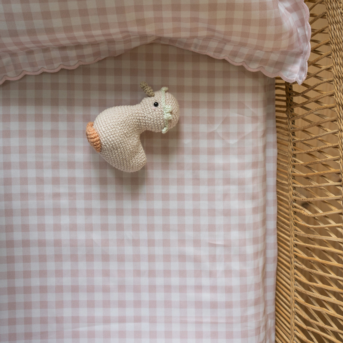Picnic Gingham Crib Sheet - Pink