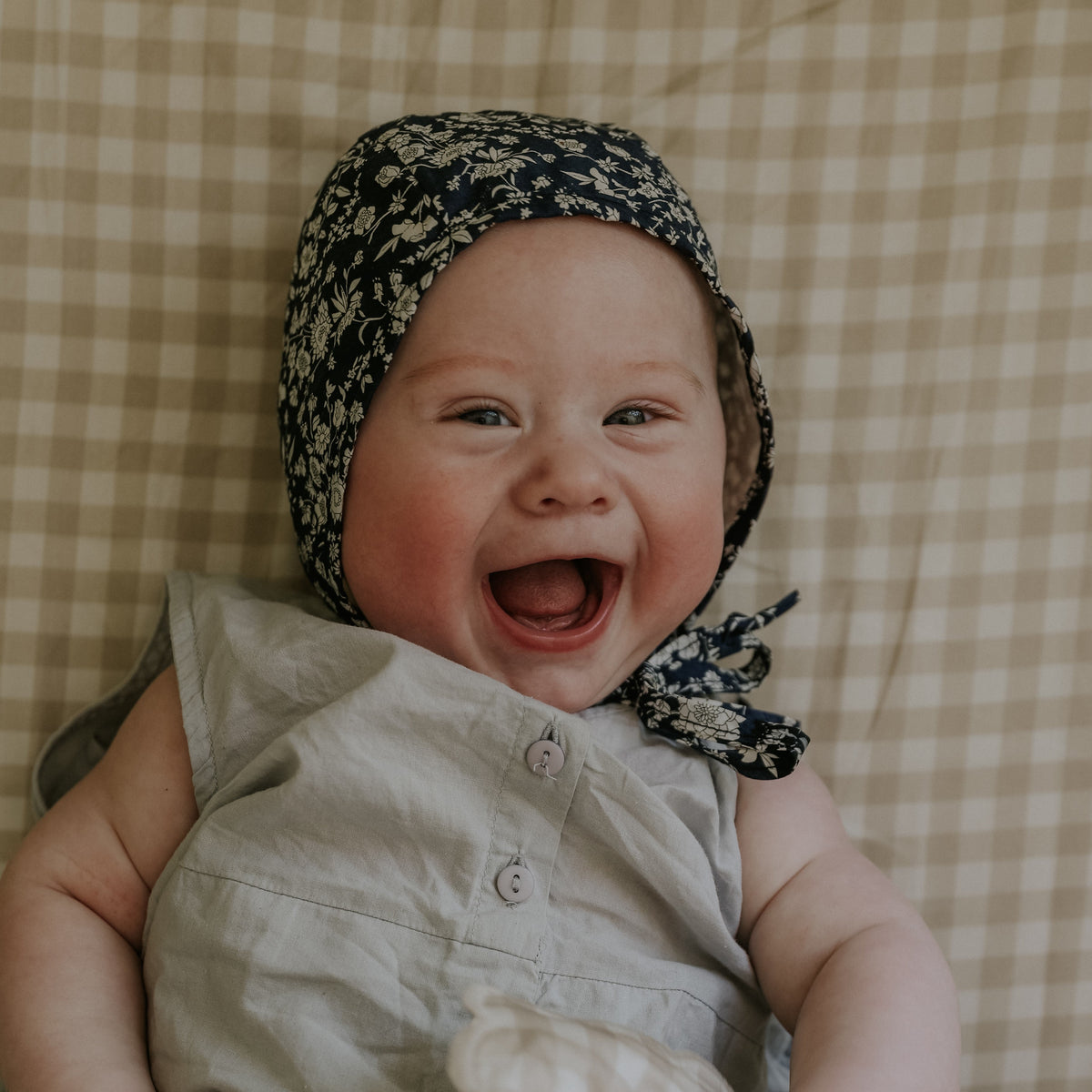 Picnic Gingham Crib Sheet - Beige