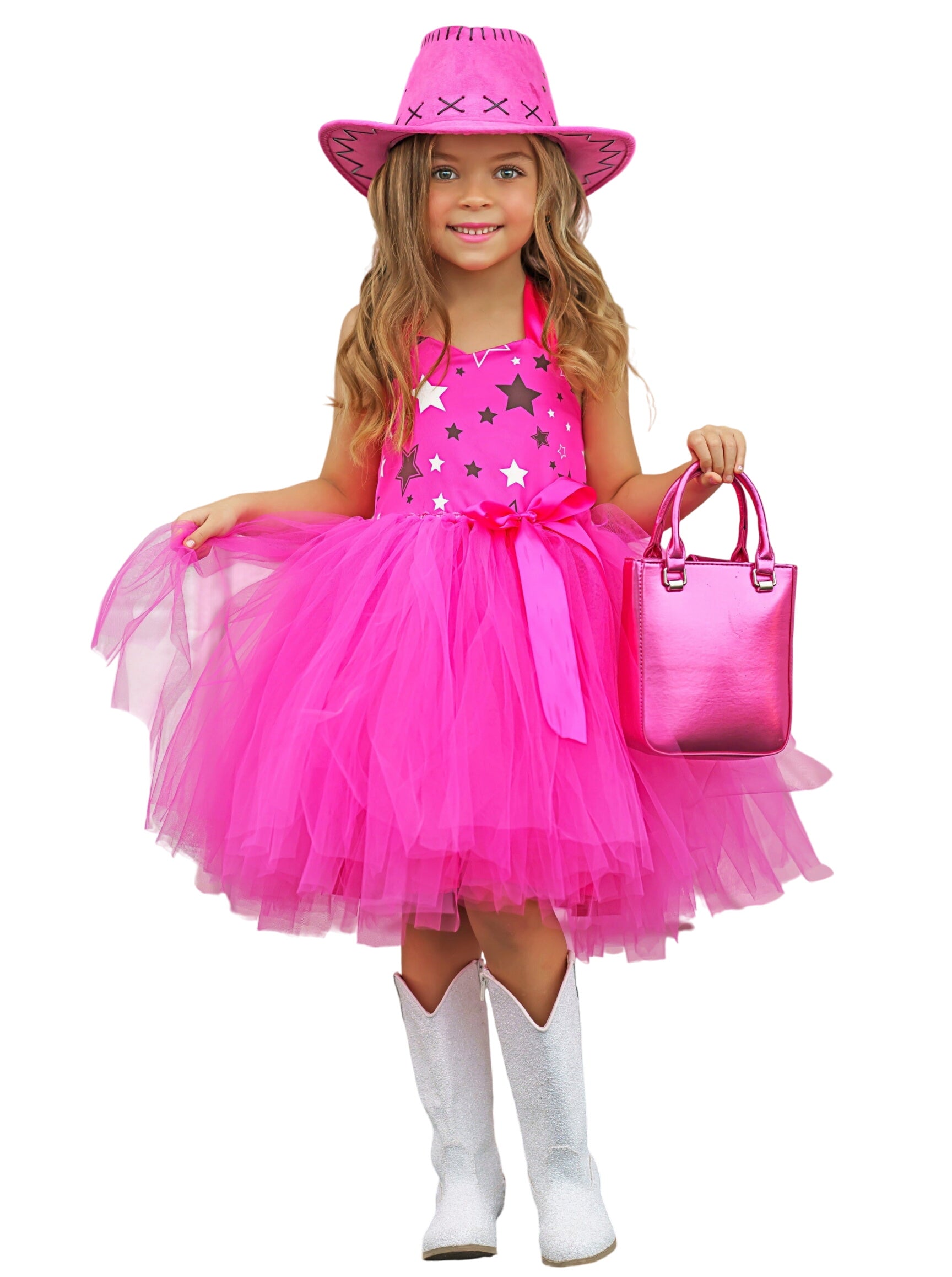 Girls Pink Cowboy Barbiecore Tutu Costume Dress