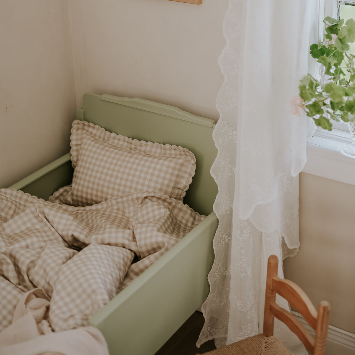 Picnic Gingham Toddler Duvet - Beige