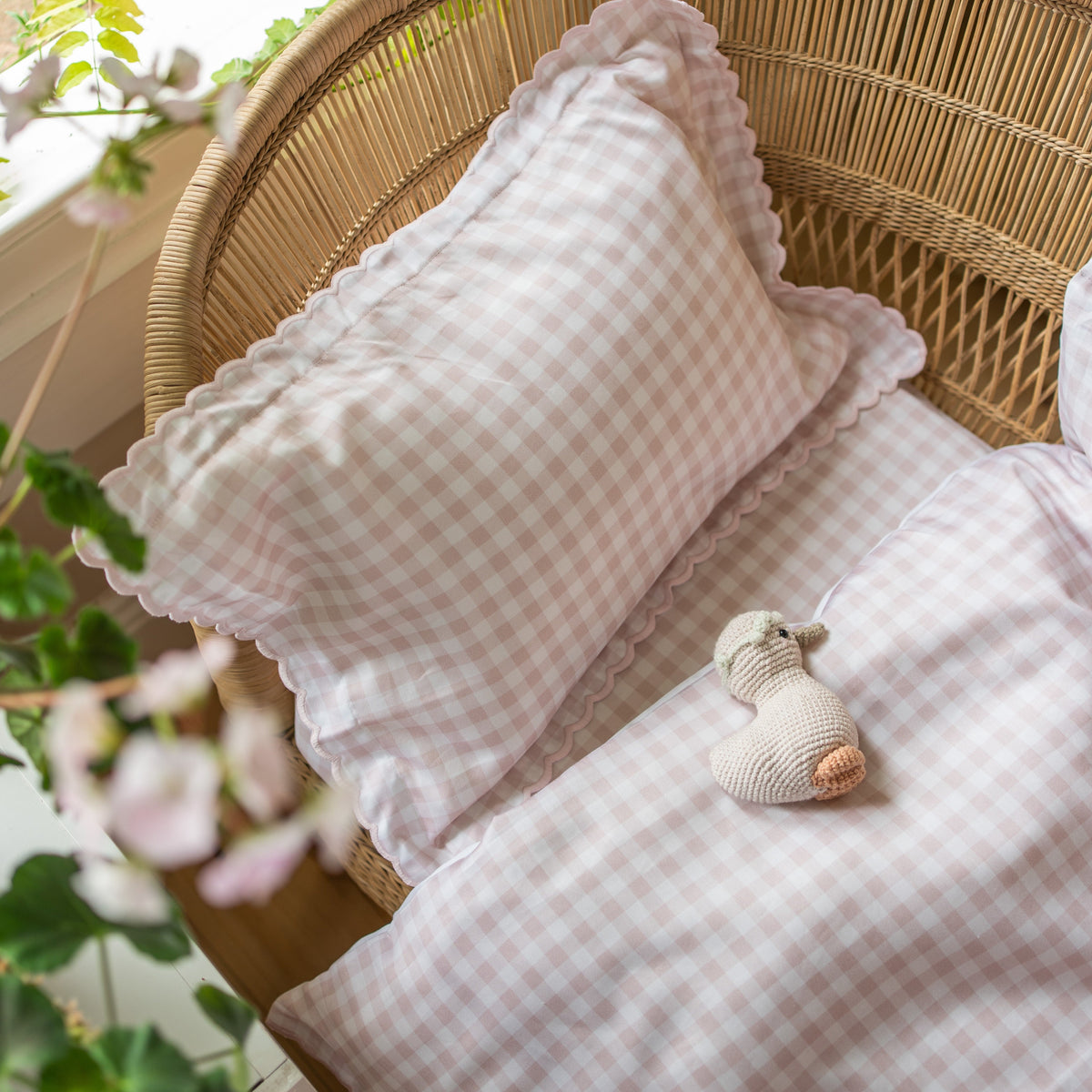 Picnic Gingham Toddler Pillow - Pink