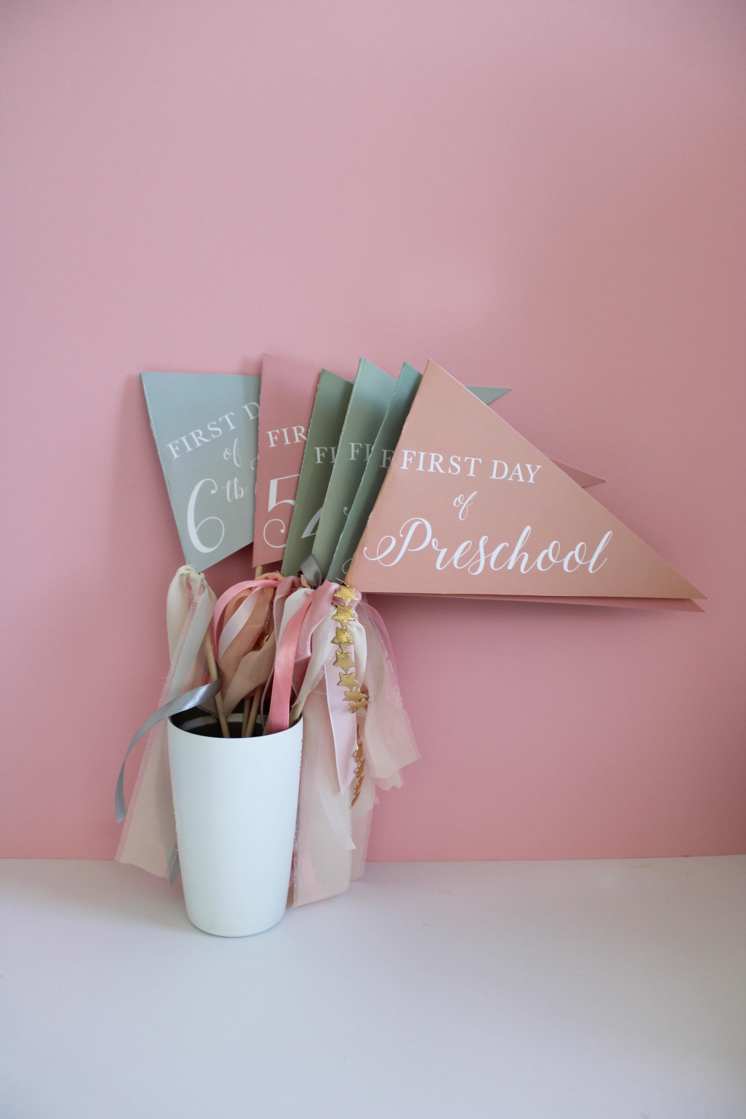 Dusty Rose School Pennant Flags