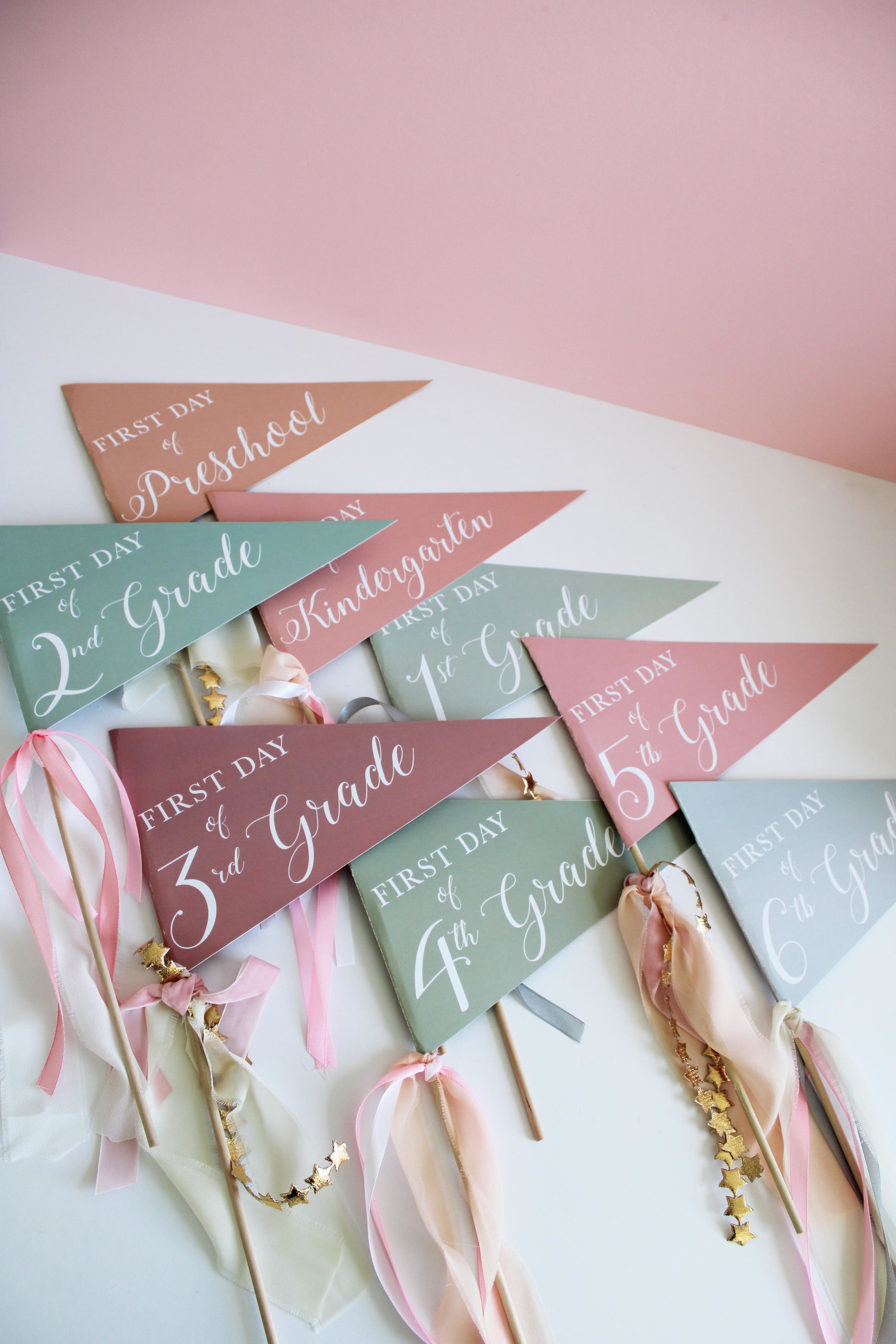 Dusty Rose School Pennant Flags
