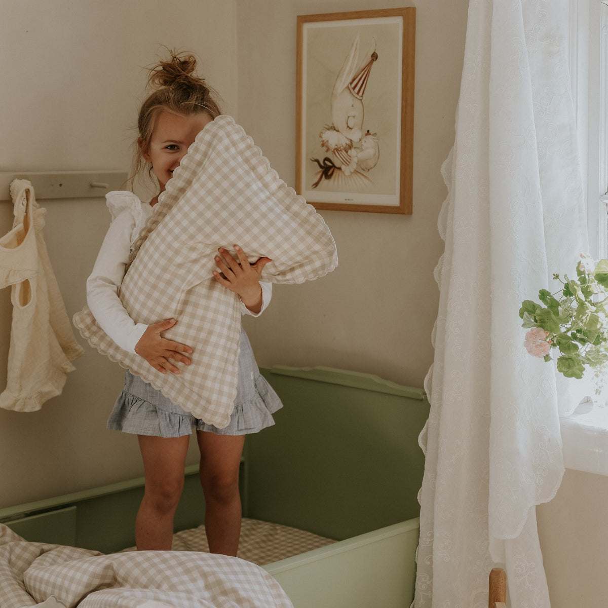 Picnic Gingham Toddler Pillow - Beige