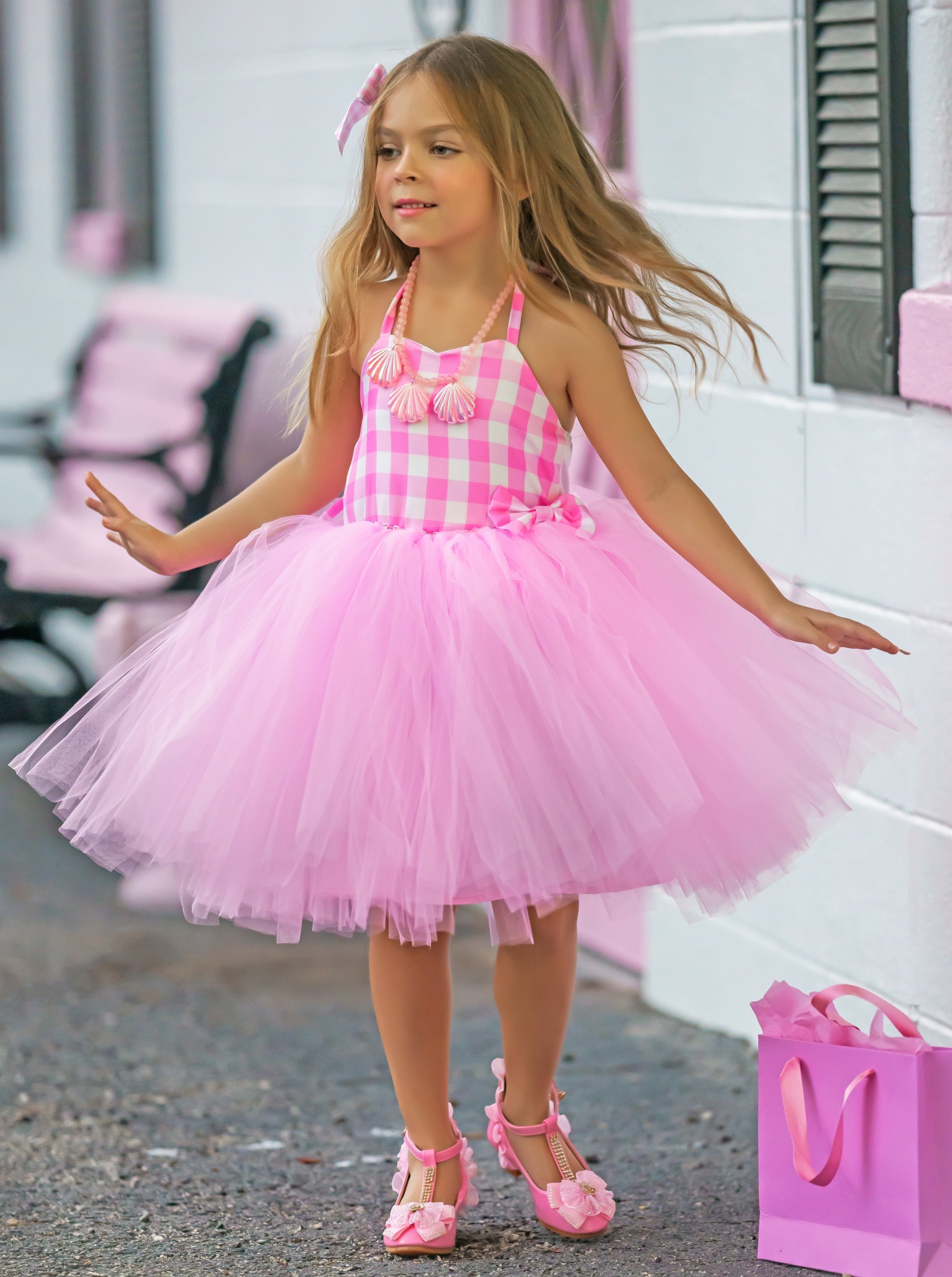 Girls All Dolled Up Gingham Barbiecore Tutu Costume