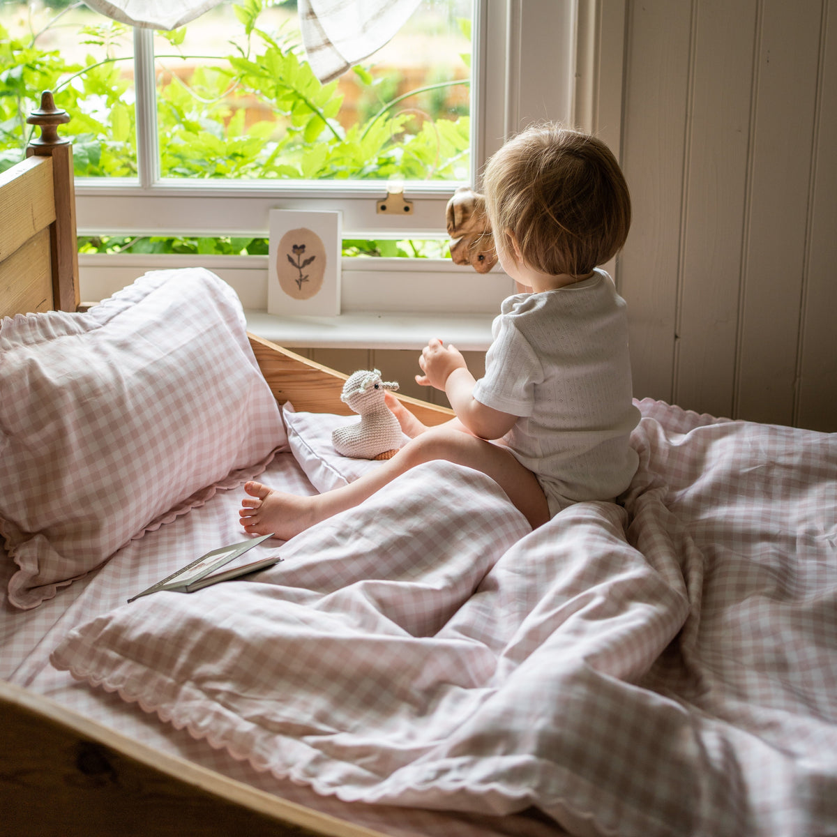 Picnic Gingham Toddler Duvet - Pink