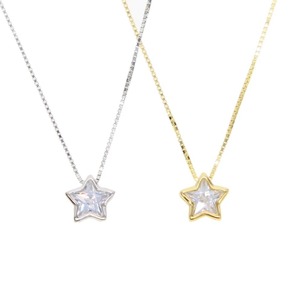 Cz Bezel Necklace - Star