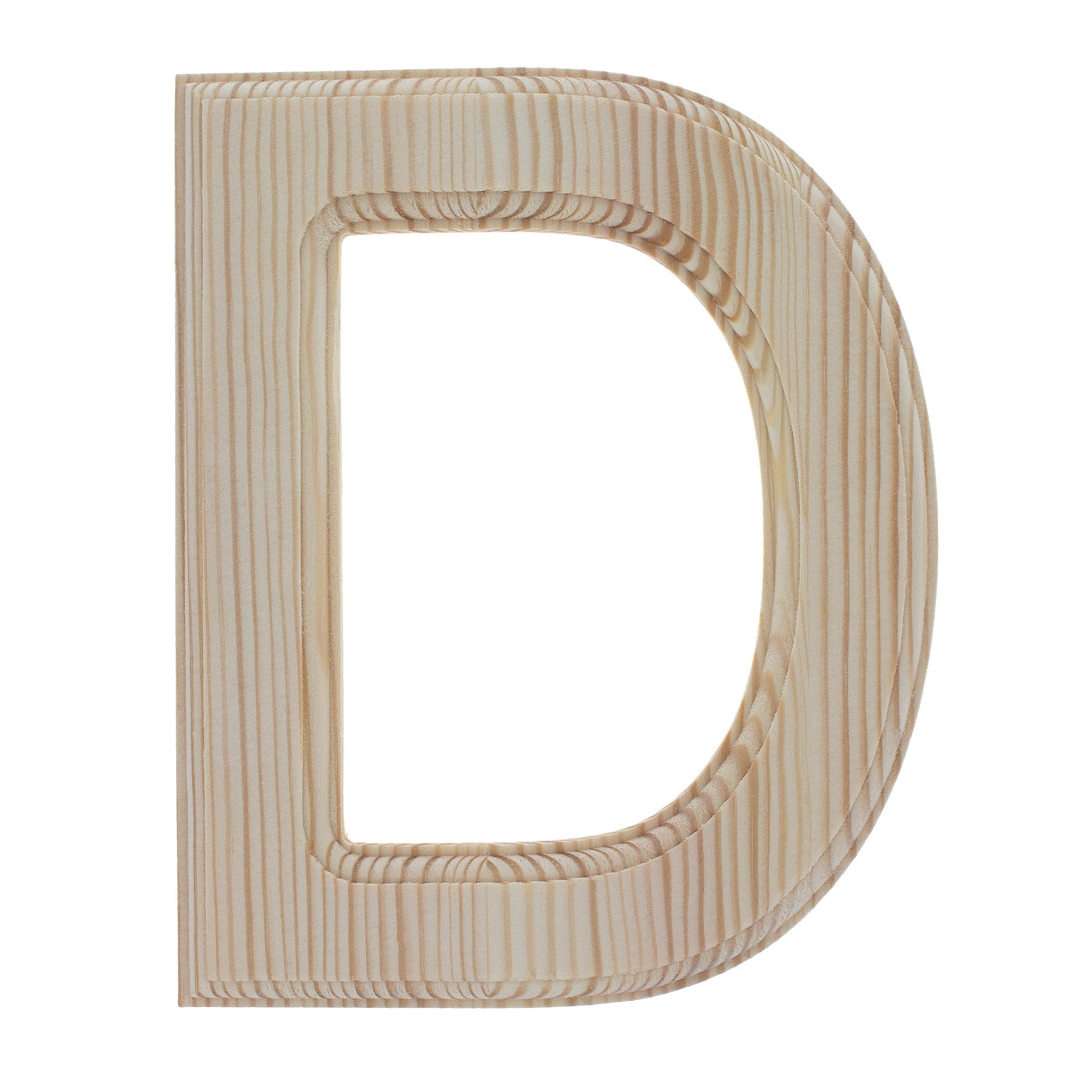 Unfinished Wooden Arial Font Letter D (6.25 Inches)