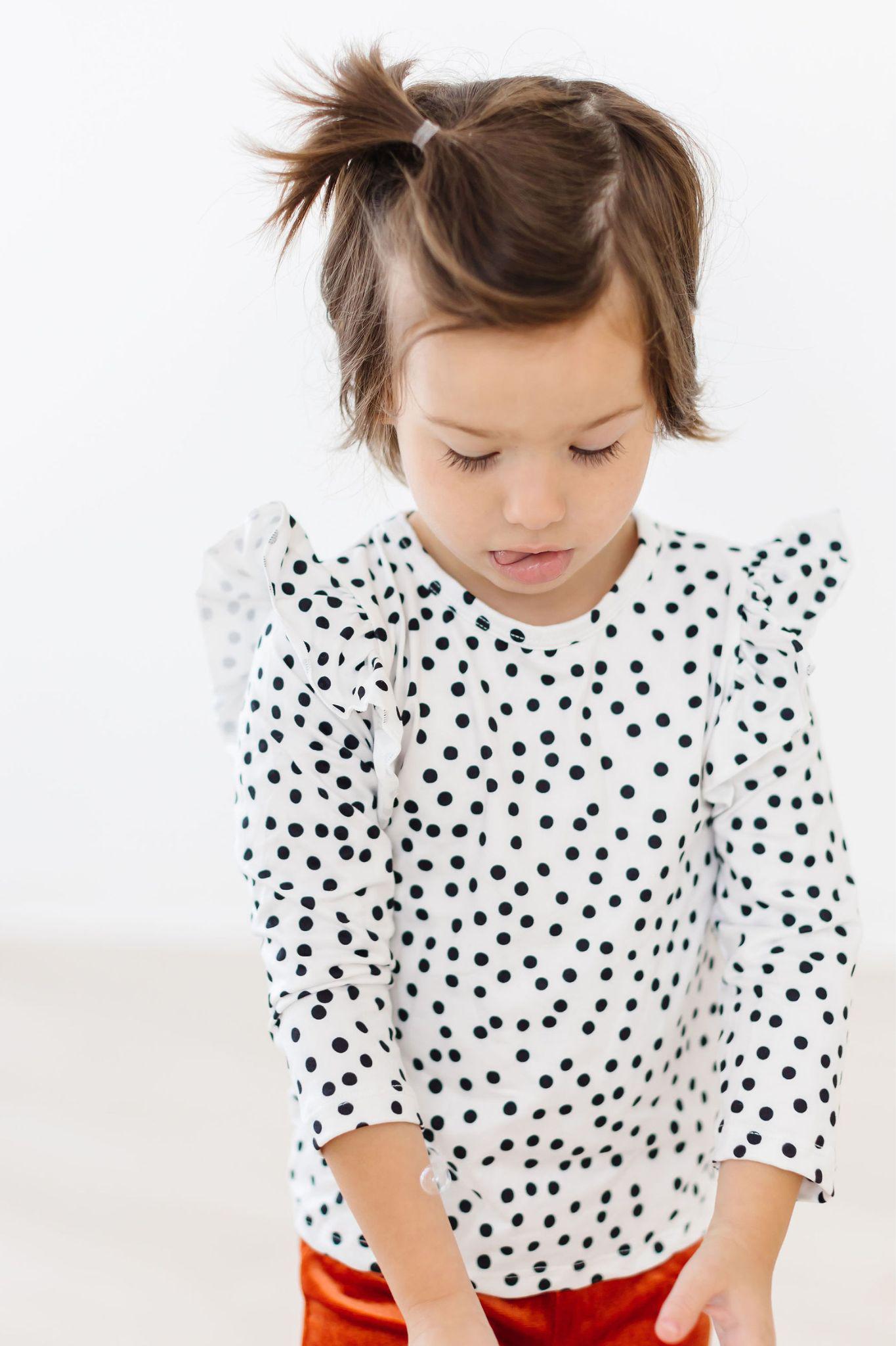 Scattered Dot L/s Ruffle Tee