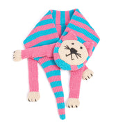 Kids Kitty Cat Double-layer Knitted Scarf - Fun Critter Design For Children All Ages - Pink / Blue