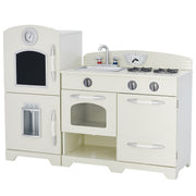 Little Chef Fairfield Retro Kids Kitchen Playset With Refrigerator, Ivory