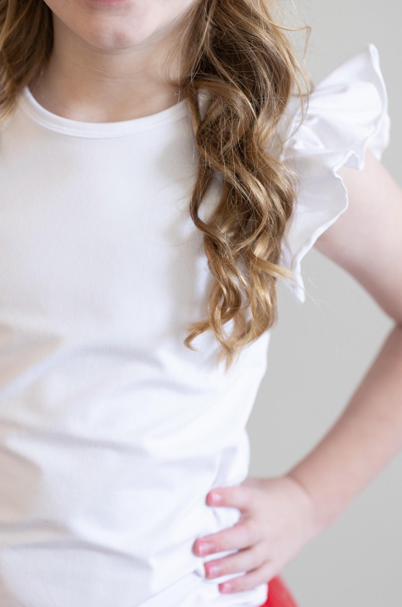 White S/s Ruffle Tee