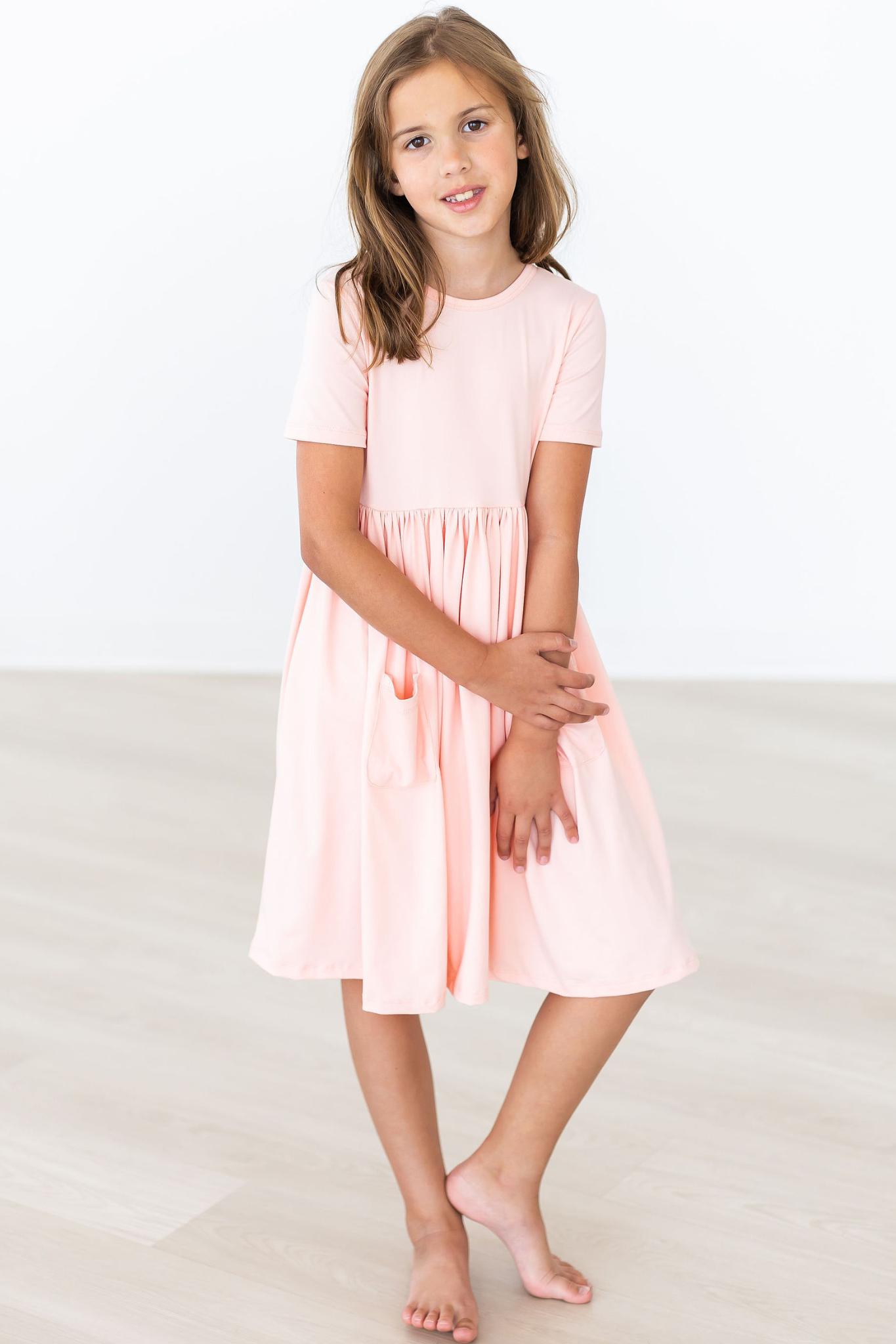 Peach S/s Pocket Twirl Dress