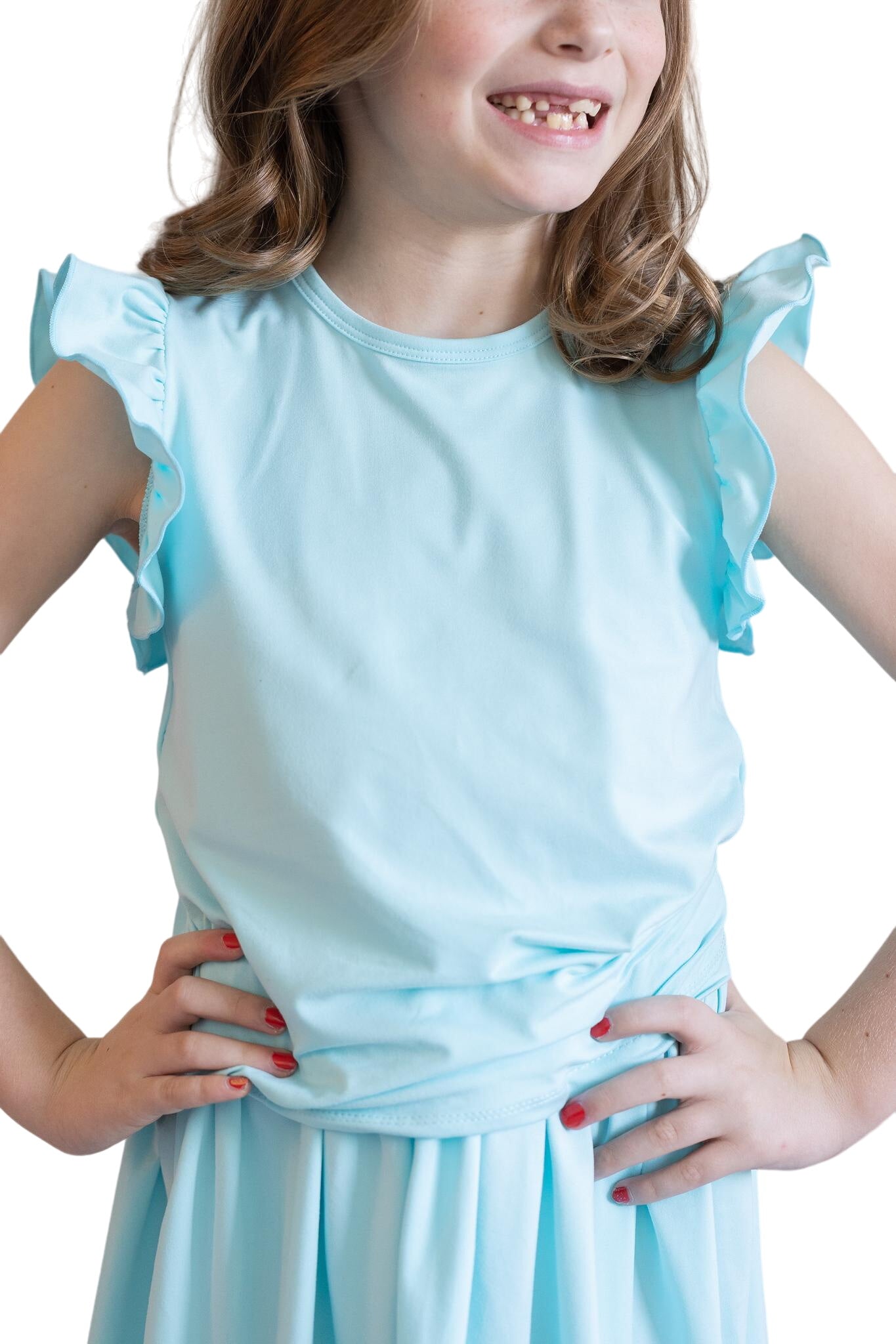 Aqua S/s Ruffle Tee