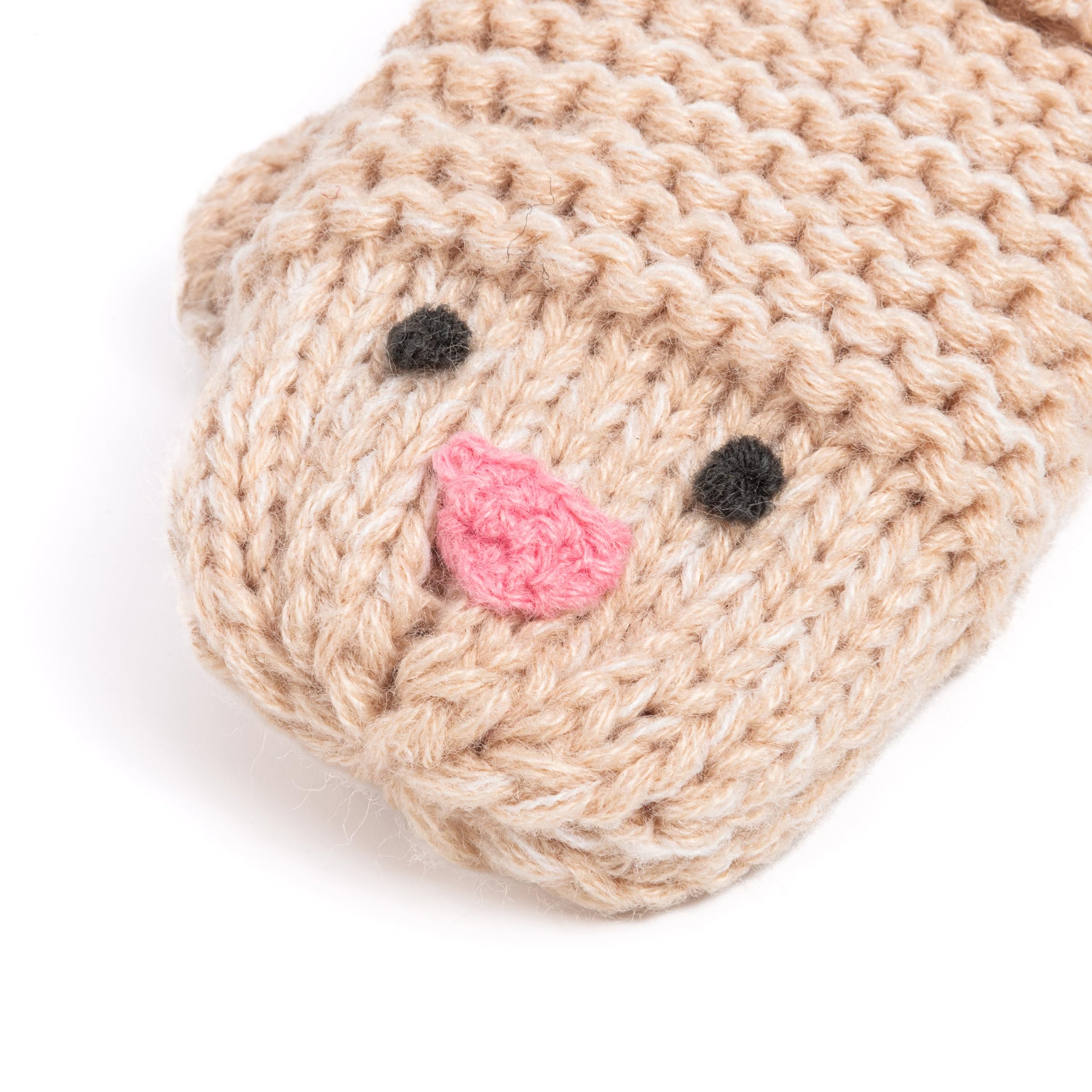 Knit Baby Chick Mittens With Cord-for Kids, Toddler Girls Age 1-6 Years, Cute Design