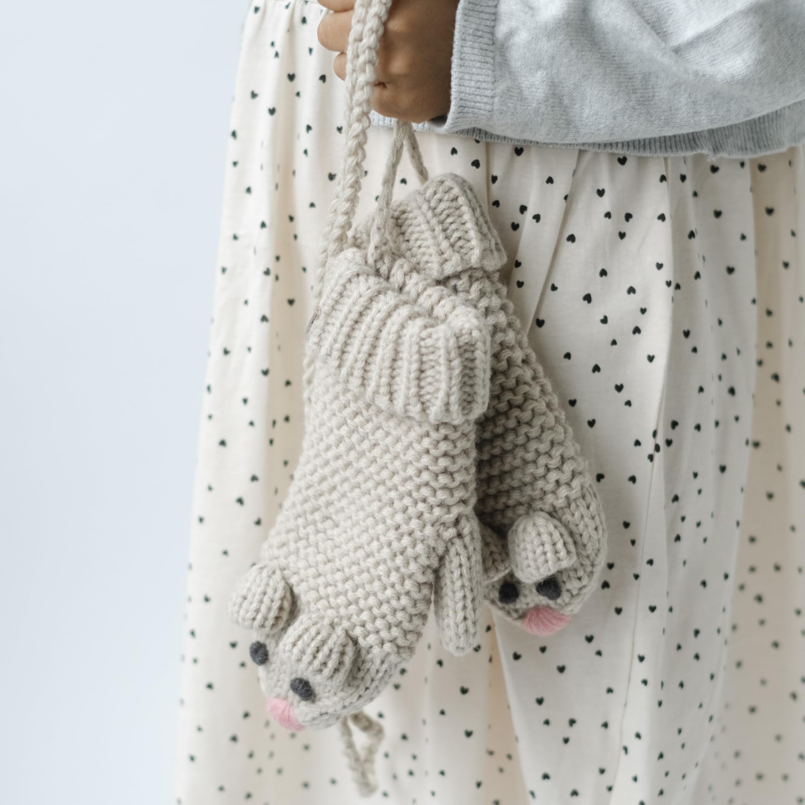 Mouse Face Knit Mittens With String For Kids 1-6 Years, Cozy, Cute & Connected For Little Hands, Premium Quality