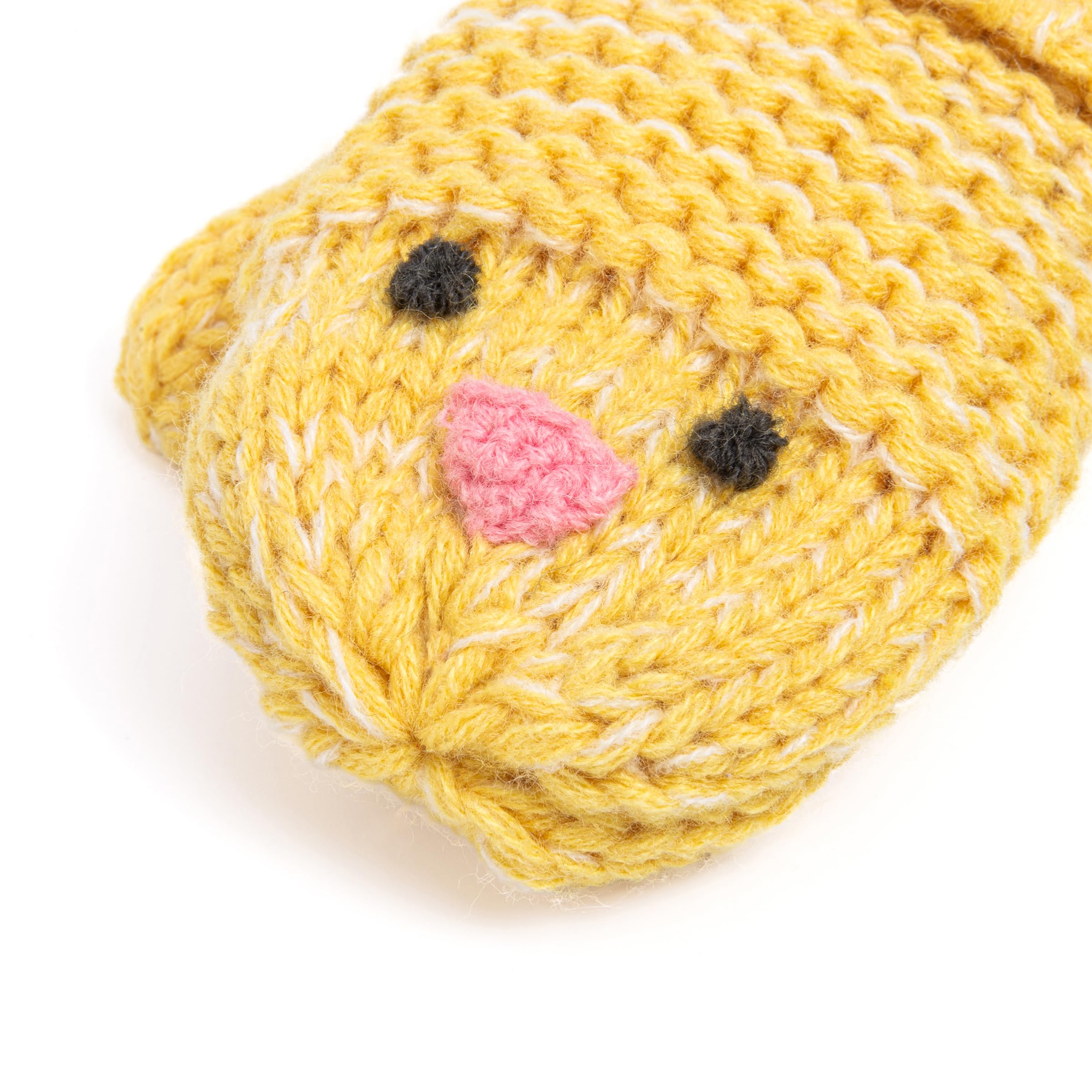 Knit Baby Chick Mittens With Cord-for Kids, Toddler Girls Age 1-6 Years, Cute Design