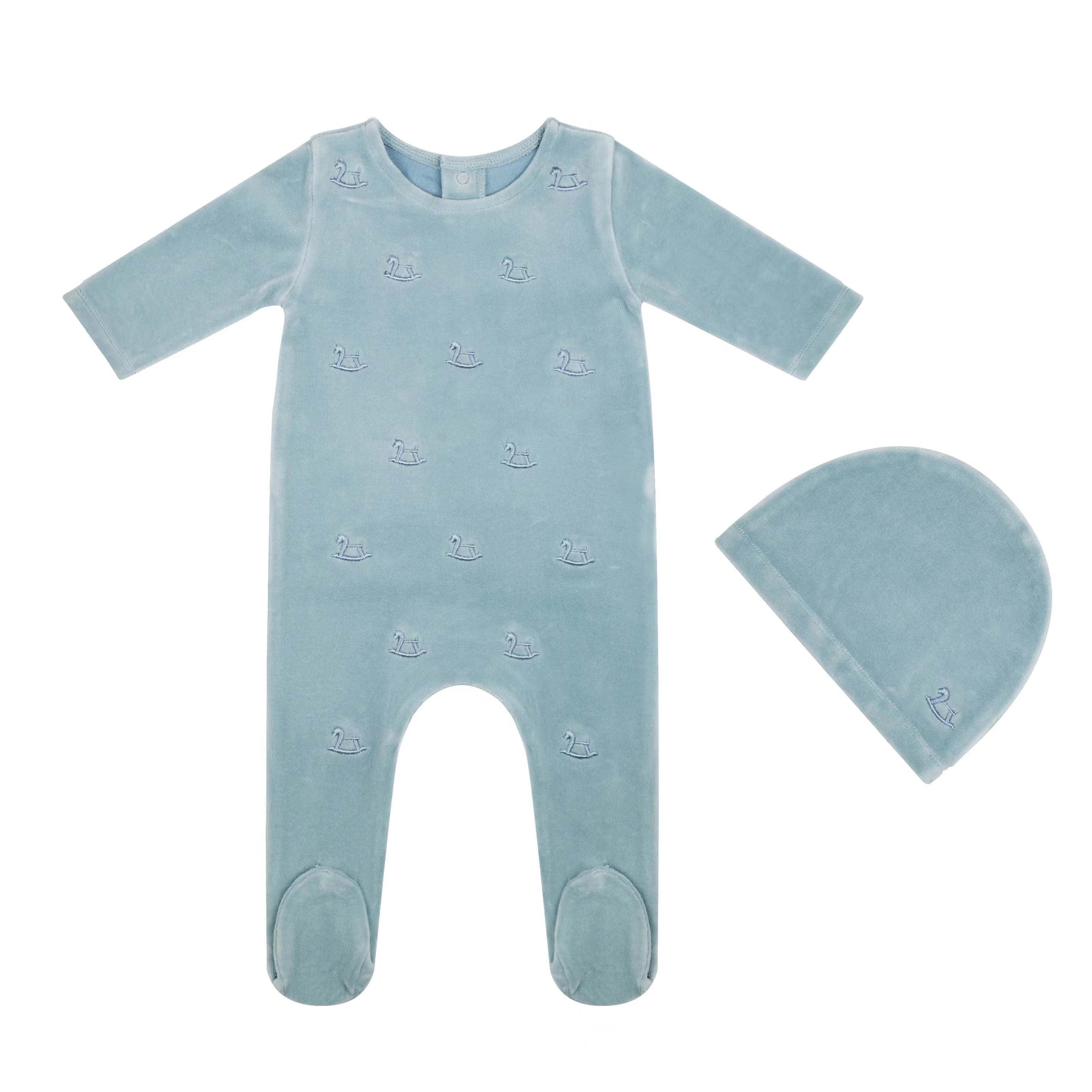 Embroidered Rocking Horse Footie And Hat