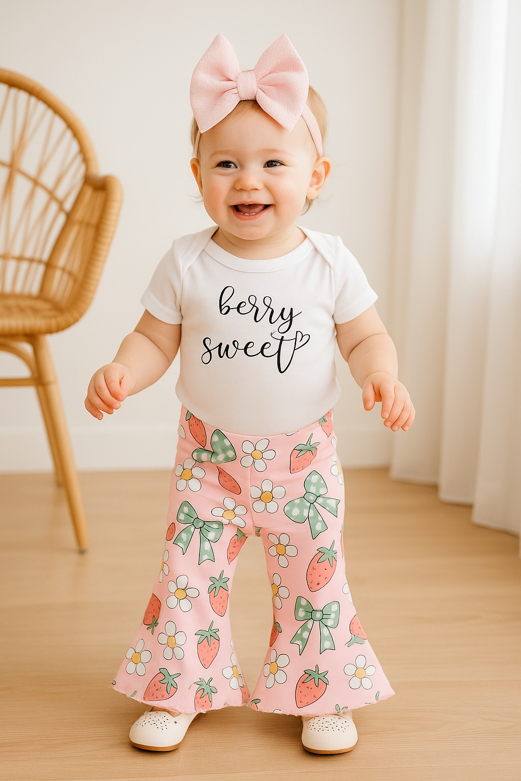Strawberry Baby Bell Bottom Outfit