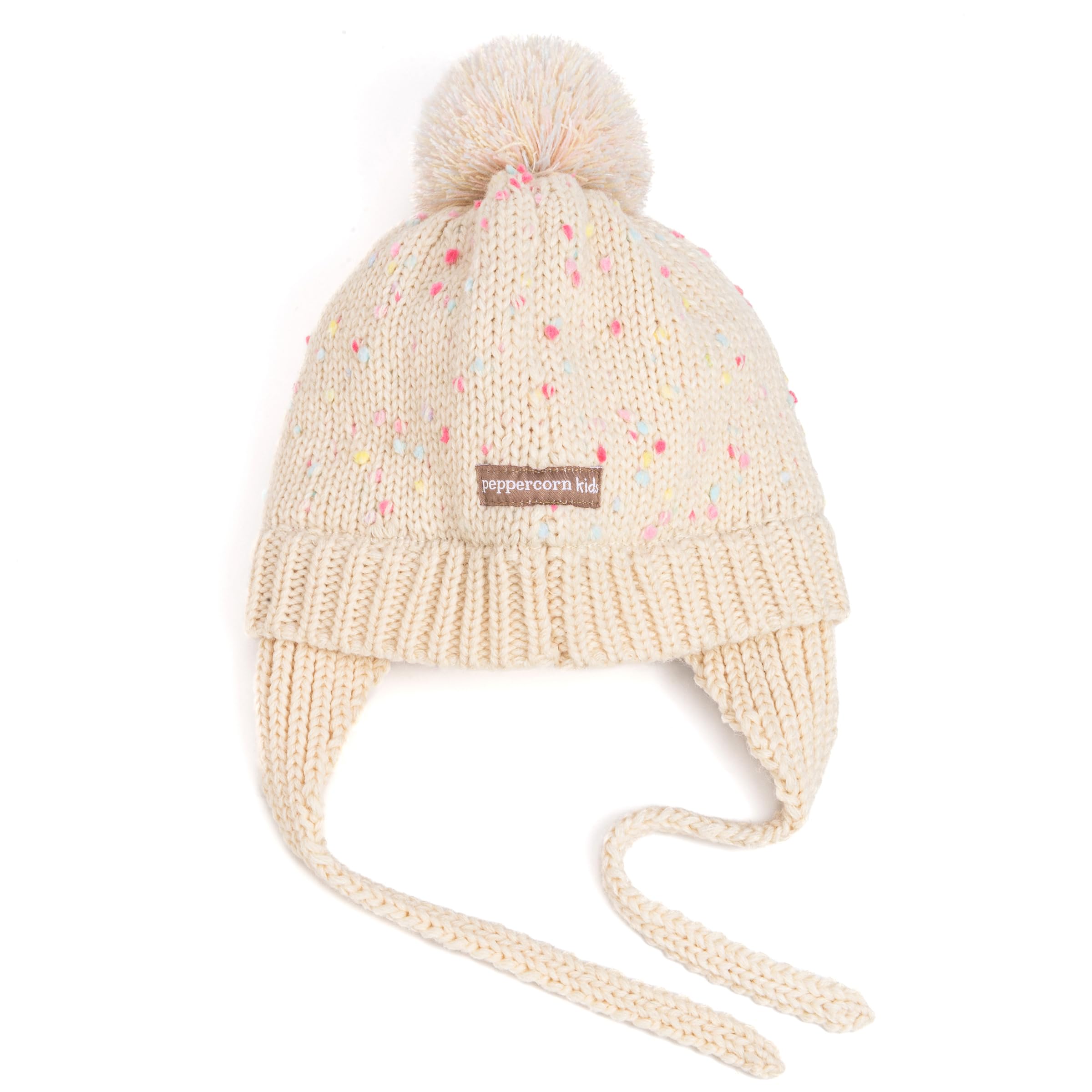 Warm Earflap Knit Beanie Hat With Ties For Toddlers/little Kids 2-6 Years
