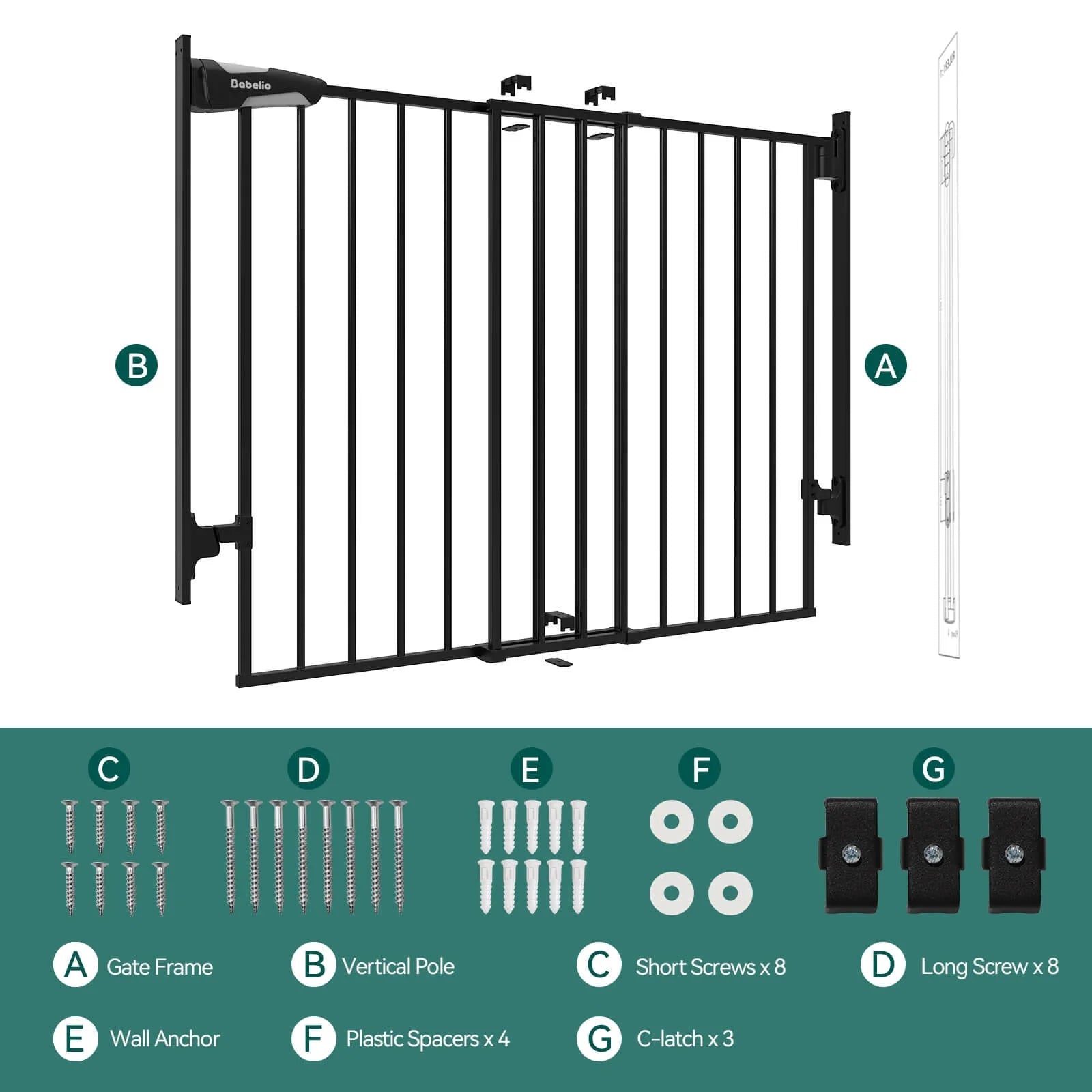 Boundless D8 | No Bottom Bar Baby Gate For Stairs