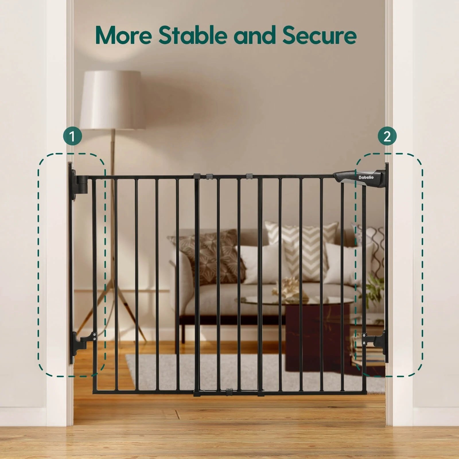 Boundless D8 | No Bottom Bar Baby Gate For Stairs