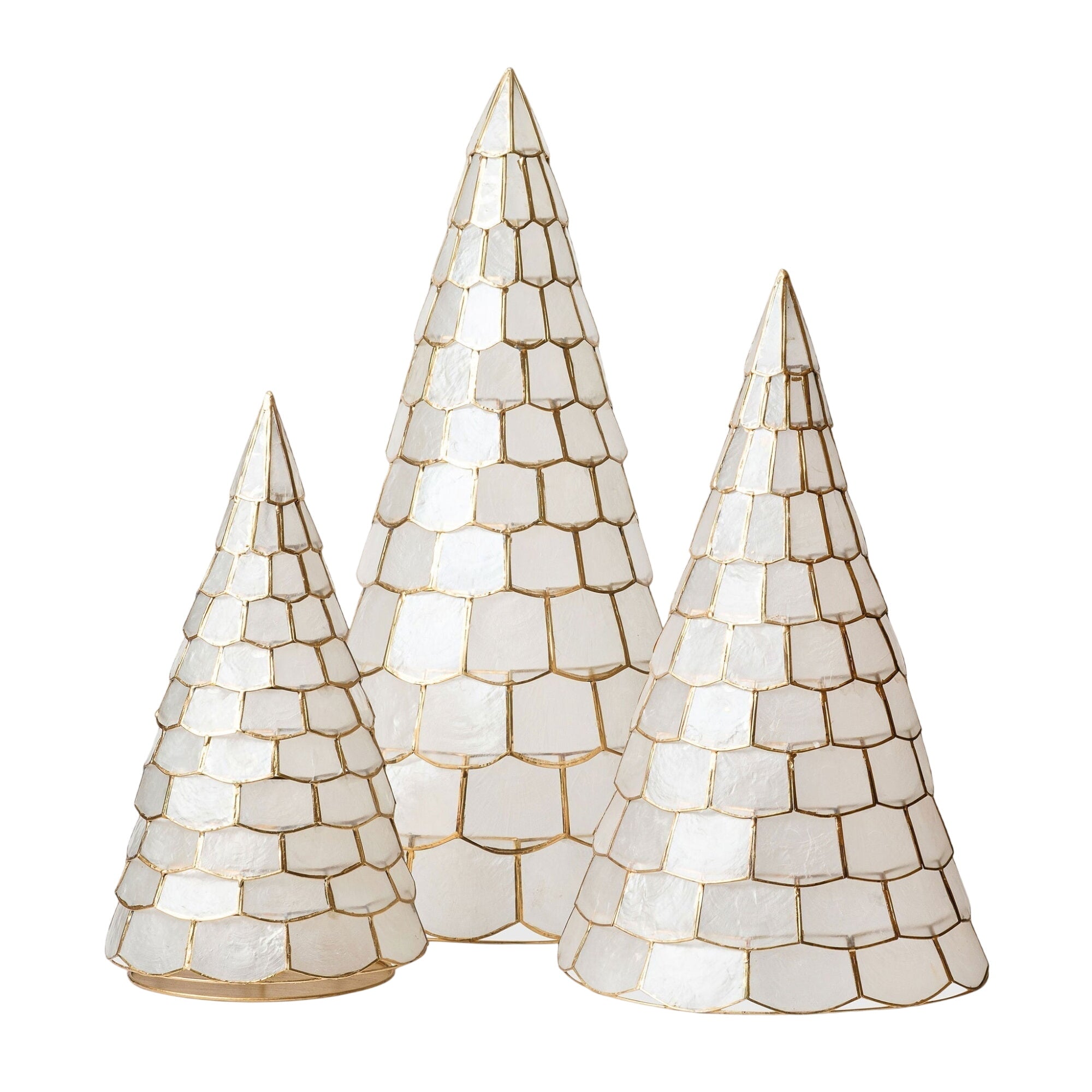 Capiz Trees, Set Of Three, White