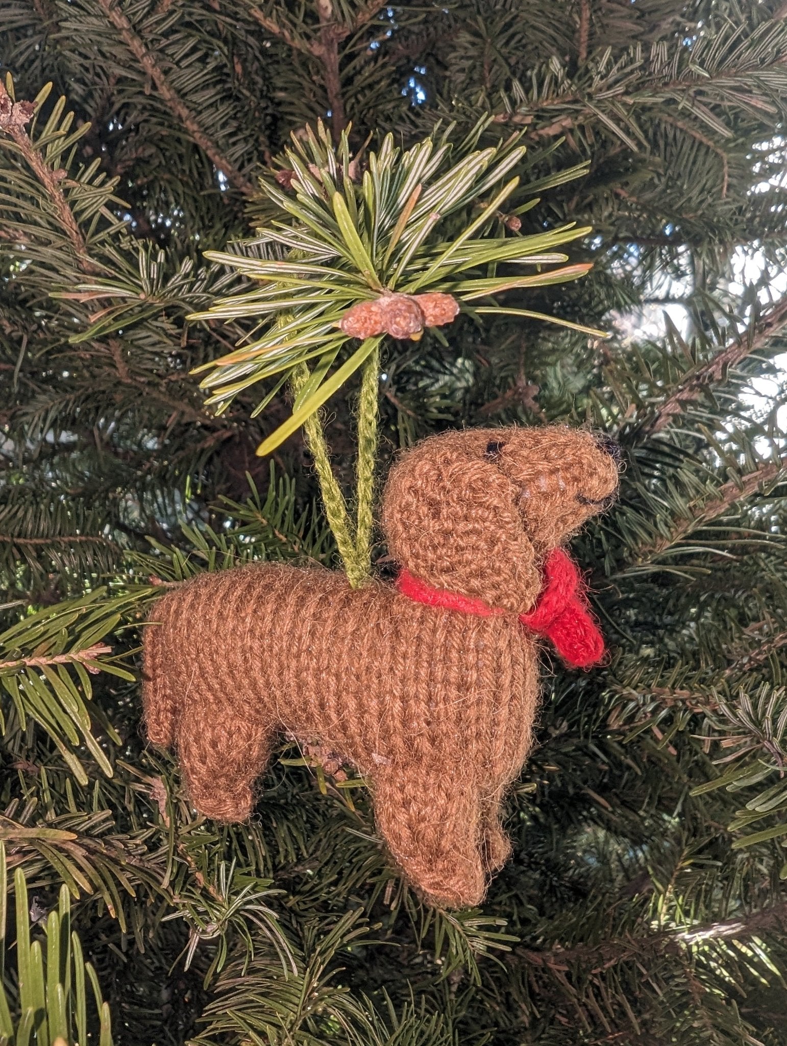 Dachshund Hand Knit Christmas Ornament