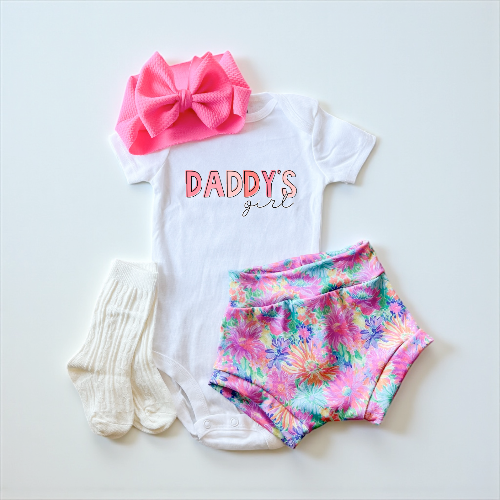 Bright Floral Daddy's Girl Baby Girl Bummies Outfit
