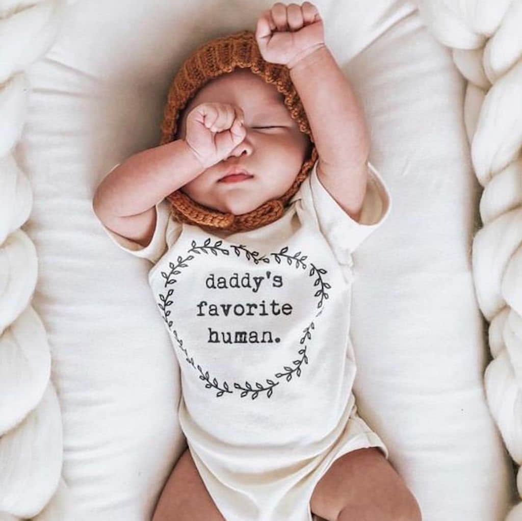 Daddy's Favorite Human Organic Cotton Baby Bodysuit Short Sleeve