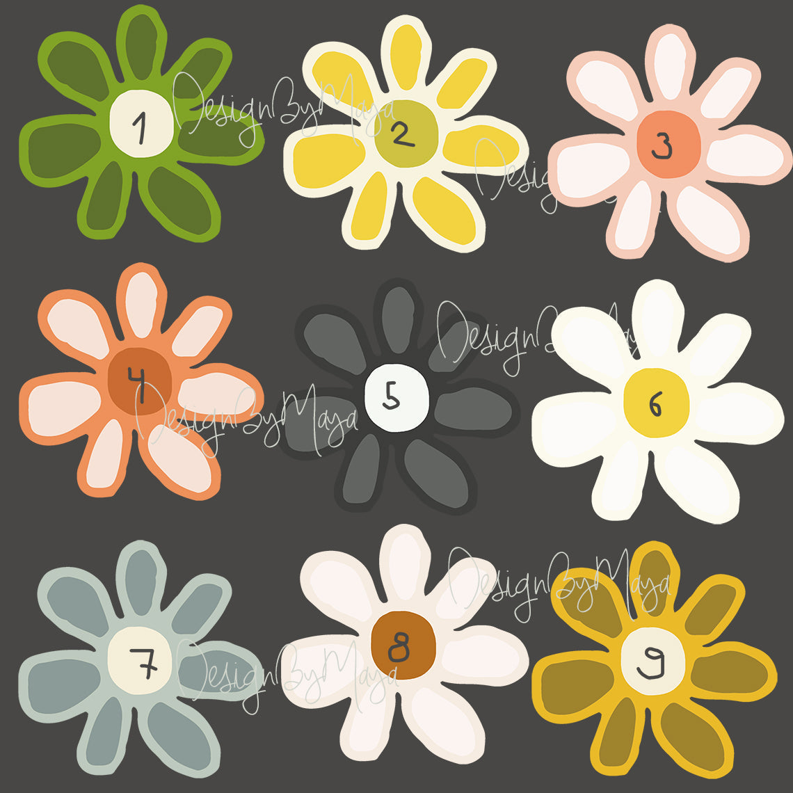 Daisy Flowers - Fabric Nursery Wall Art Decals
