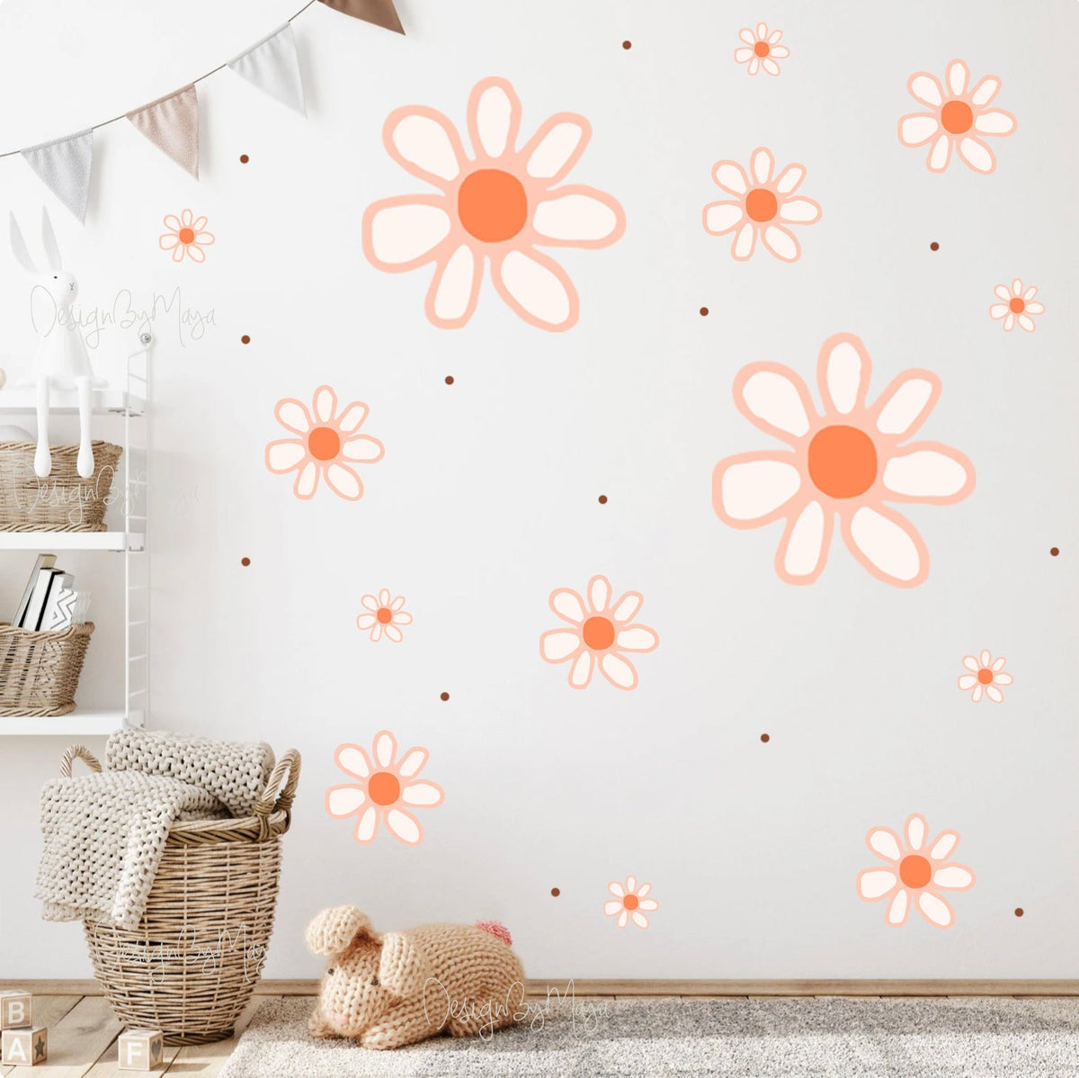 Giant Daisy Flowers - Fabric Nursery Wall Art Decals