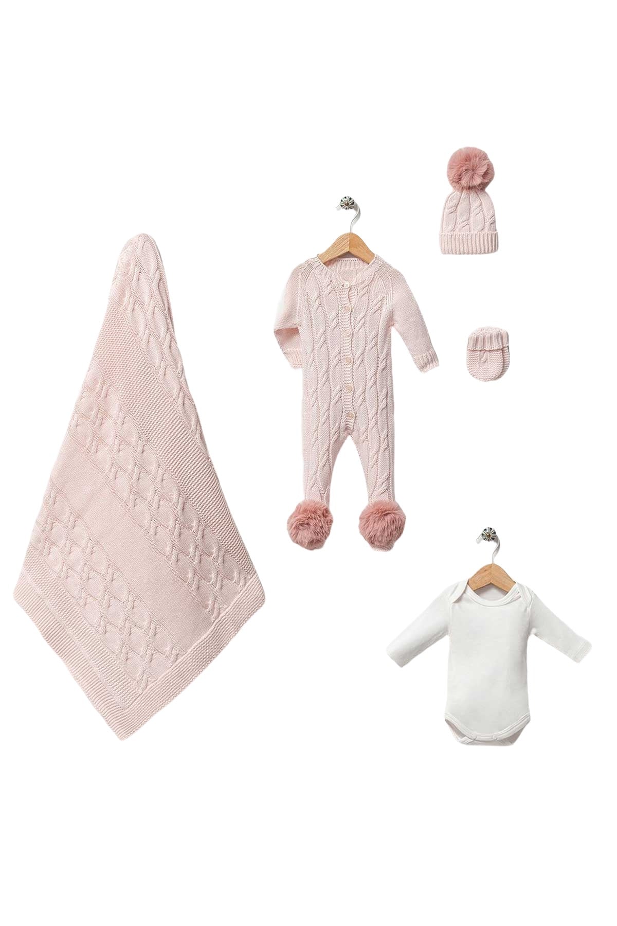 Daniel Pink Newborn Knit Coming Home Set (5 Pcs)