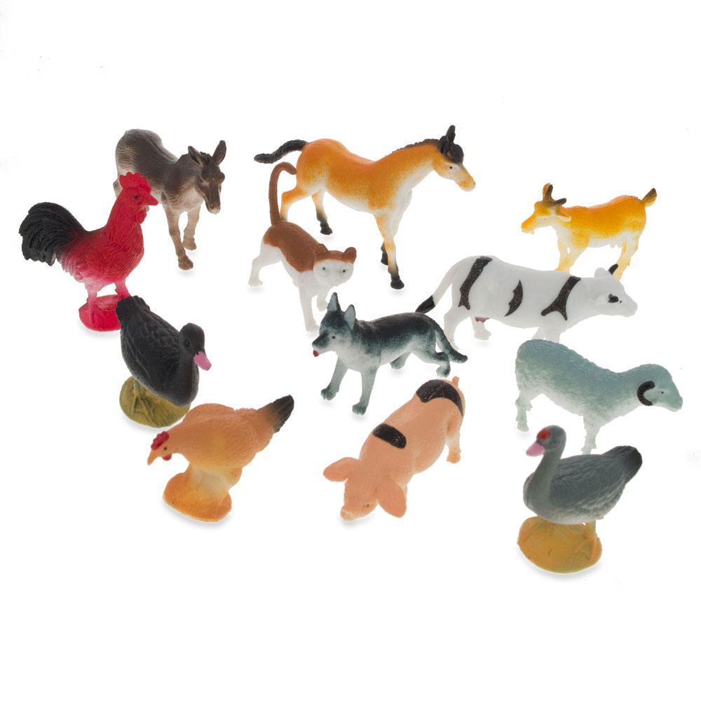 Set Of 12 Miniature Resin Farm Animal Figurines 2 Inches