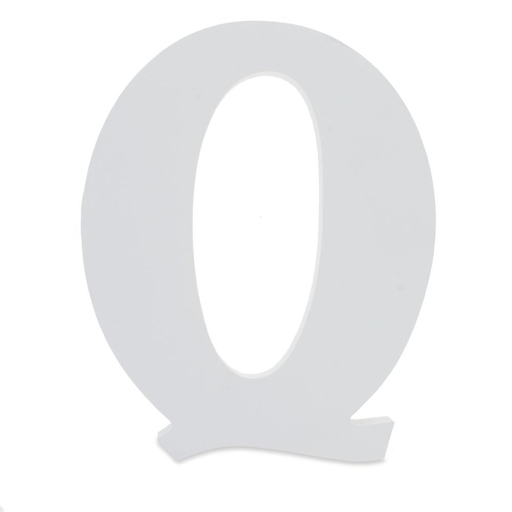 Courier Font White Color Wooden Letter Q (6 Inches)