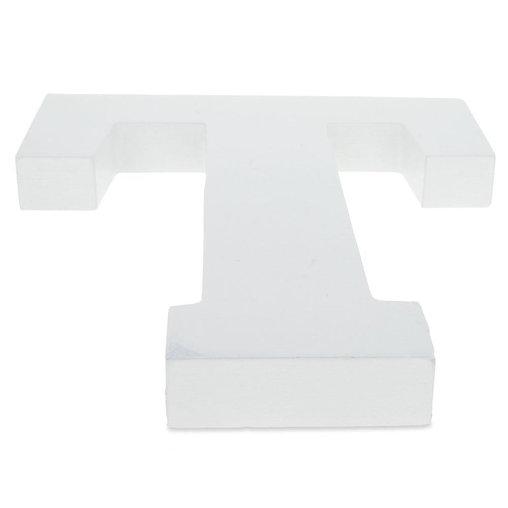 Courier Font White Color Wooden Letter T (6 Inches)