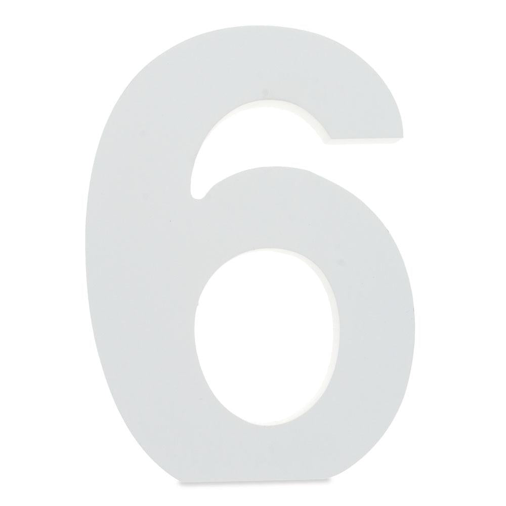 Courier Font White Color Wooden Number 6 (6 Inches)