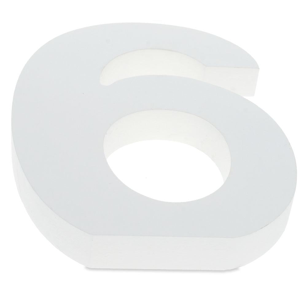 Courier Font White Color Wooden Number 6 (6 Inches)