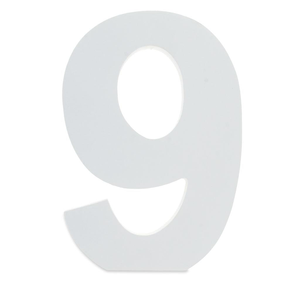 Courier Font White Color Wooden Number 9 (6 Inches)