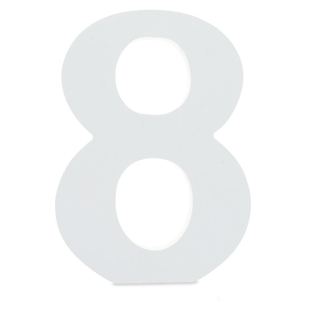 Courier Font White Color Wooden Number 8 (6 Inches)