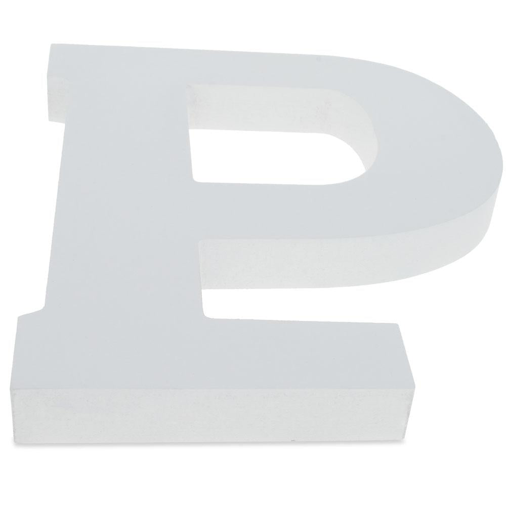 Courier Font White Color Wooden Letter P (6 Inches)