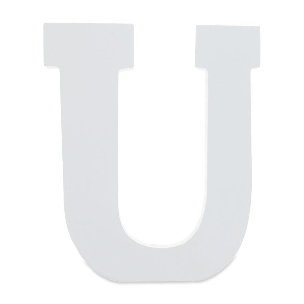 Courier Font White Color Wooden Letter U (6 Inches)