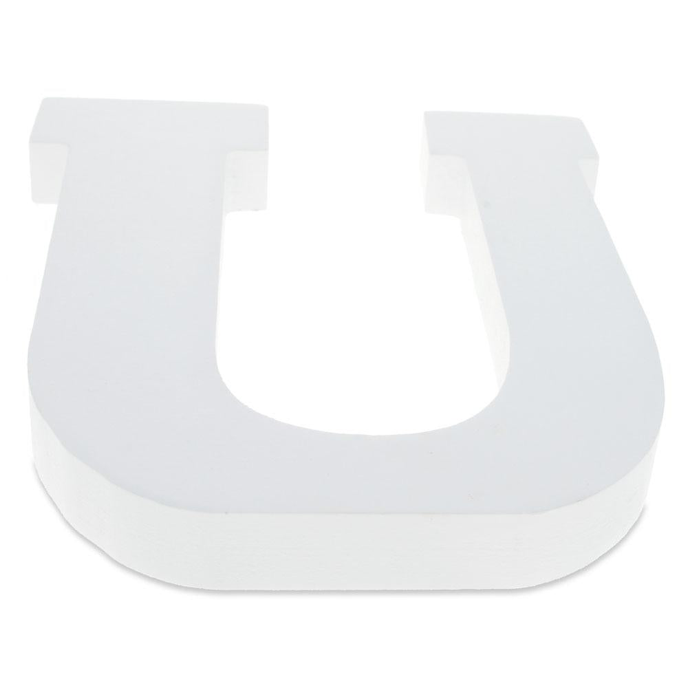 Courier Font White Color Wooden Letter U (6 Inches)