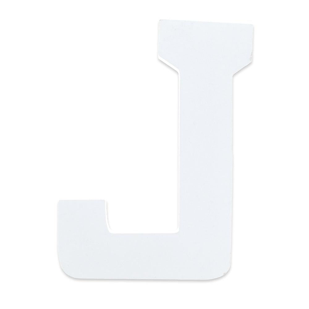 Courier Font White Color Wooden Letter J (6 Inches)